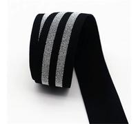 40mm Striped Elastic Band 1m 2m 3m 5m 10m 20m Garment Decoration Accessories Sewing Supplies(Black Silver2,10 meter)