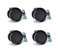 4X New 50mm Plastic Swivel Castor Wheel Black Furniture Caster Without Brake Set