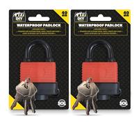40mm Weatherproof Padlock with Key 2pk | Heavy Duty for Shed, Gate Fence Keys Padlocks Outdoor Waterproof Shed Locks + SOL Notebook, Multicoloured, (321651SOL)