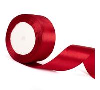 40mm Wide Burgundy Red Christmas Ribbon for Gift Wrapping, Thick Dark Red Satin for Present Wrapping, Xmas Wedding Car Cake Bow Bouquet Crafting Decoration