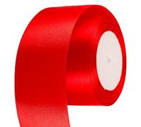 40mm Wide Red Ribbon Thick Christmas Ribbon for Gift Wrapping 22m, 1.5 inch Thick Red Satin Ribbon for Christmas Wedding Car Xmas Cake Gift Wrapping Hair Bow Bouquet Crafts Decorations
