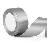 40mm Wide Silver Gray Thick Ribbon for Gift Wrapping 22m, Thick Silver Christmas Ribbons Fabric Satin Ribbon for Present Wrapping Christmas Florist Bouquet Cake Hair Bow Crafting Wedding Decoration