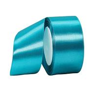40mm Wide Teal Blue Satin Ribbon - 22m, 1.5 inch Thick Peacock Blue Ribbon for Wedding Car, Cake, Gift Wrapping, Hair Bow, Florist Bouquet, Craft Decoration