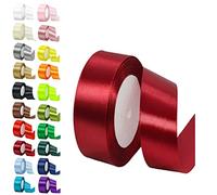 40mm Wide Wine Red Ribbon for Crafting,22M 1.5Inch Burgundy Red Solid Fabric Large Thick Ribbon Double Sided Satin Ribbons Decorative Ribbonfor Gift Wrapping Wedding Car Sewing Floral Xmas Presents