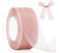 40mm x 50m Bean Pink Organza Chiffon Ribbon,Chiffon Fabric Ribbons,Rose Pink SheerRibbon,Shimmer Sheer Organza Ribbon for Gift Wrapping,Christmas Wedding Party Ceremony Decorations and DIY Bows