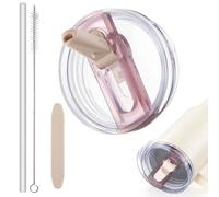 40oz Flip Straw Leak Proof Lid for Stanley Cup Accessories, No Spill Lid Replacement 40 oz Tumbler Detachable Cover Topper for Stanley Protour Lids(Pink) (Pink)