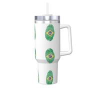 40OZ Ice Bully brazil Print Stainless Steel Insulated Cup with Handle and Straw - Perfect for Travel, and Sports