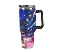 40oz Insulated Tumbler with Handle - Double Wall Vacuum Stainless Steel Travel Cup for Hot Cold Beverages - Perfect for Travel Office Gym- 3D Rendering Electronic Arena and Gamepad