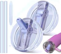 40oz Leakproof Lids for Stanley Cup - Tumbler Detachable Flip Straw Lid,Lids Replacement for Stanley Cups,Travel Cup Accessories,Set with Cover,Straw,Non Spill Lid, Detachable Tool（Purple-2PCS）