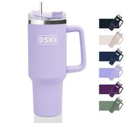 40oz Stainless Steel Vacuum Insulated Tumbler Car Water Bottle with Straw and Lid & Handle, SUS304 Travel Coffee Mug for Hot/Cold Coffee, Tea Water Bottle Cup Gifts for Women Men (Pale Purple)