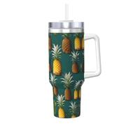 40oz Tropical Fruit Paradise Print Ice Bully with Handle and Straw Stainless Steel Vacuum Insulated Cup Straw Lid