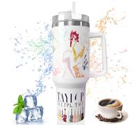 40oz Tumbler with Straw and Lid, Stainless Steel Travel Mug Coffee Cup for Cold & Hot Drinks, Music Lover Album Inspired Gift, Singer Merchandise Art Print Insulated Cup for Friends Fans Women