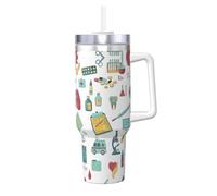 40OZ Vacuum Insulated Tumbler - Abstraction Biology chemistry4 Full Print, Hot & Cold Coffee Travel Sports Water Bottle, Gym & Office Use