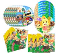 40Pack Animal-Crossing Birthday Party Supplies include 20 plates, 20 napkins for the Animal-Crossing Party Decoration