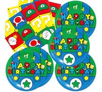 40Pack Mario Birthday Party Supplies include 20 plates, 20 napkins for the Birthday party Decoration