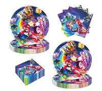 40Pack Mario Movie Birthday Party Supplies include 20 plates, 20 napkins for the Mario Movie Party Decoration