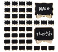 40Pack Mini Chalkboard Signs with Stands 10x7.5cm Small Blackboard Message Tabletop Board Erasable Message Tabletop Board for Wedding School Birthday Party Bar Shop Buffet Cafe