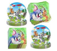 40Pack Tom and Jerrys Birthday Party Supplies include 20 plates, 20 napkins for the Tom and Jerrys Party Decoration