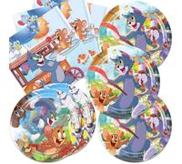 40Pack Tom and Jerrys Party Supplies Including 20 Plates 20 Napkins for Kids' Birthday Party Supplies