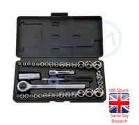 40pc 1/4" 3/8" Drive Socket Set Spark Plug Wrench Kit Ratchet with Carry Case