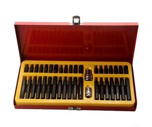 40pc For Automotive Bit Kit Featuring For TORX Star and Hex Bits with 1/2 in and 3/8 in Square Drive Adapters for Workshop Use