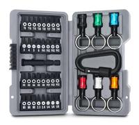 40pc Multi Screw Driver Bit Set with Quick Release Key Chain Ring Holders and Carabiner Clip. Torx and Tamperproof Security 1/4 inch Hex Screwdriving Drill Driver Bit Accessories in a Case