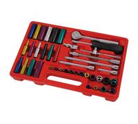 40Pc Standard & Deep Socket Tool Set 1/4" Drive Extension T Bar (Neilsen Ct0911)