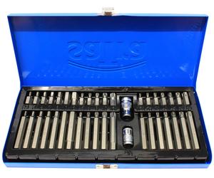 40pc Torx Star Spline Hex Allen Key Socket Bit Set 3/8 & 1/2 Drive Long Deep