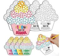 40PCS 100 Days of School Countdown Crafts DIY Coloring Paper Arts Crafts Gift for Kids Fun Vivid Cake Poster Happy 100th Day of School Celebration Decorations Home Classroom Activities Games