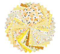 40Pcs 10x10 Quilting Fabric Squares - Precut Layer Cakes Cotton Fabric Bundle, Vintage Floral Gingham Cloth for Sewing Crafts(Yellow)