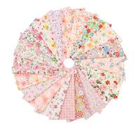 40Pcs 10x10 Quilting Fabric Squares - Precut Layer Cakes Cotton Fabric Bundle, Vintage Floral Gingham Cloth for Sewing Crafts(Light Pink)