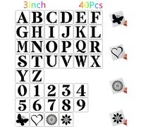 40pcs 3 Inch Letter and Number Templates, Reusable Plastic Large Alphabet Art Letter Stencils for Painting on Wood, Wall, Fabric, Rock, Chalkboard,Signs, Number Painting Stencils DIY Art Gifts