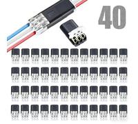 40PCS 3-Pin Double Wire Plug-in Connector with Locking Buckle, No-Stripping Quick Splice Clips for 22-18 AWG LED Strip Light & Electrical Cable, Tool-Free Fast Secure Connection