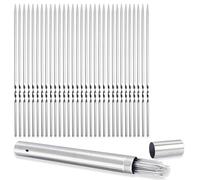 40PCS 304 Stainless Steel 13.5" Long Flat Barbecue Skewers,BBQ Kebob with Metal Storage Tube,Reusable for Grilling for Grilling