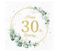 40Pcs 30th Birthday Day Napkins Sage Green Eukalyptus Birthday Day Party Table Decorations Disposable Paper Serviettes for Women Men Him Her Party Decorations