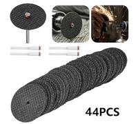 40pcs 32mm Fiberglass Reinforced Cutting Discs Cut-Off Wheels with 4 Mandrels for Rotary Tools, 0.2mm Thin Resin Blade for Metal, Stainless Steel, Wood, Plastic, Fiberglass - Dry/Wet Use