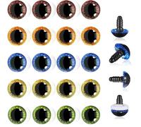 40Pcs 3D Glitter Safety Eyes for Crochet Toys, 15mm Crochet Eyes with Washer, Safety Eyes for Amigurumi Plush Animal Crochet Bear Crafts Making, Stuffed Animal Eyes, 5 Color