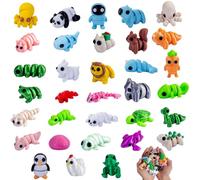 40Pcs 3D Printed Mini Animals, Cute Flexible Movable Joint 3D Printed Animal Fidget Toy, Mini Animal Toys Set for Adults Teens, 3D Printeds Toys Cute Desk Decor for Home Office, Party Gift C White