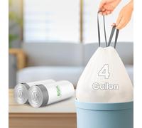 40pcs 4 Gallon Small Drawstring Trash Bags Garbage Bags, Waste Basket Liners, Unscented, Bathroom Trash Can Bin Liners, Small Plastic Bags for Home Office Kitchen(White)