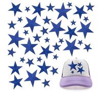 40PCS 4 Sizes Iron On Stars Patches, Dark Blue Sew on Patches Applique Repair Patch Star Embroidered Applique Decorative Iron On Patch for Clothes, Hats, DIY Crafts, Backpack, Home Decoration