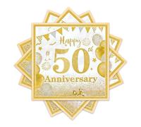 40Pcs 50th Wedding Anniversary Paper Napkins, Gold Glitter 50th Birthday Decorations, 2-ply Disposable Gold 33x33cm Party Serviettes Napkins for Milestone Anniversary Celebration Decorations
