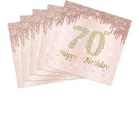 40PCS 70th Birthday Decorations for Women Rose Gold 70th Birthday Napkins Rose Gold Birthday Party Supplies for Women 70th Anniversary Wedding Party Favors 2-Ply