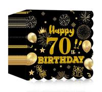 40pcs 70th Birthday Paper Napkins,13 x 13 inch Disposable Black and Gold Scalloped Dessert Cocktail Napkins for Birthday Wedding Anniversary Reception Event Decorations