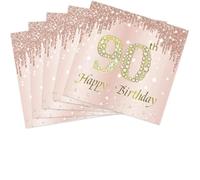 40PCS 90th birthday napkins Rose Gold 90th birthday party decorations Vintage 1934 for Women Birthday Wedding Anniversary Party Supplies 2-Ply