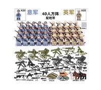 (40PCS-A) War II the British and German armies Desert Military Sodiers Weapons Minifigures Kids Toys Gifts Fit Lego
