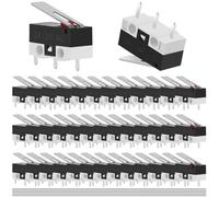 40PCS AC 2A 125V 3Pin SPDT Limit Micro Switch Long Hinge Lever Momentary Push Button Micro Limit Switch 13.5mm 1NO 1NC Rocker Switches Snap with Solder Wire for Microwave Oven Door Arcade