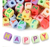 40Pcs Acrylic Letter Beads 15mm Colorful Cube Mixed Alphabet Bead for DIY Phone Chain Bracelets Necklaces Key Chains Pen Beads (Mixed Color)