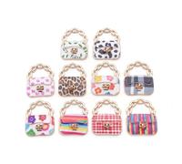 40Pcs Alloy Enamel Bag Charms, Cow Leopard Printed Pendant, Flower Leaf Rainbow Striped Metal Dangle Charms, for Jewelry Making DIY Bracelets Earrings Keychains Crafts