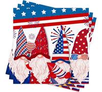 40Pcs American Flag Napkins, USA Independence Day Serviettes Decorations Table Red White Blue Star Stripe Gnome Elf Paper Napkins 4th of July American Party Tablewear Supplies 33 * 33cm
