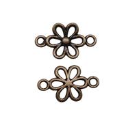 40pcs Antique Silver Tone Flower Connecting Charms for Jewelry Making 1.5x0.9cm, Metal, No Gemstone